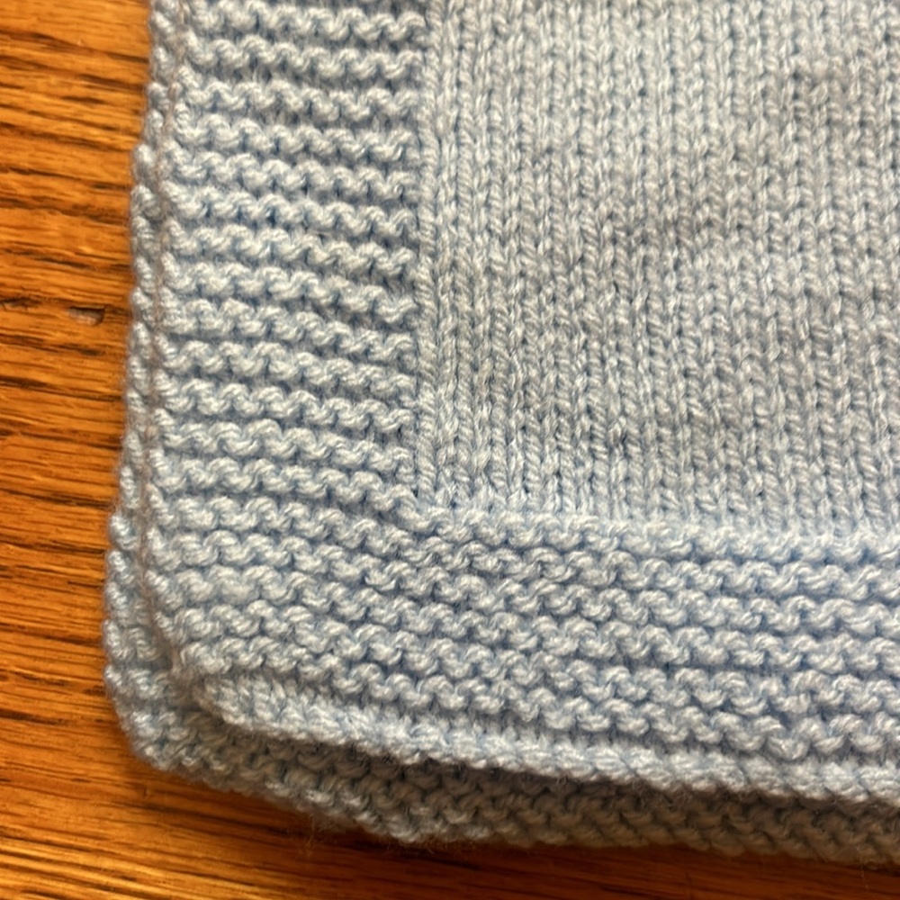 New Handmade Knitted Newborn Blue Cardigan Sweater & Blanket Set - Picture 9 of 10